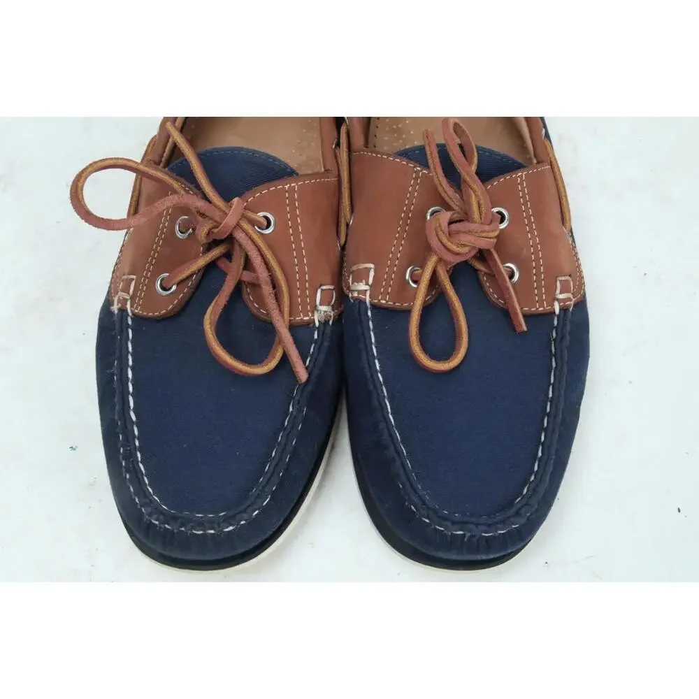 j. crew canvas boat shoes navy slip on mens moc sz 11.5